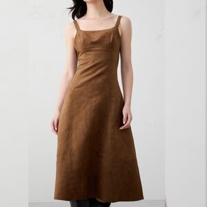 BANANA REPUBLIC VEGAN SUEDE STRAPPY MIDI DRESS SZ 14